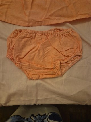 Conjunto bebé vestido y braguita naranja