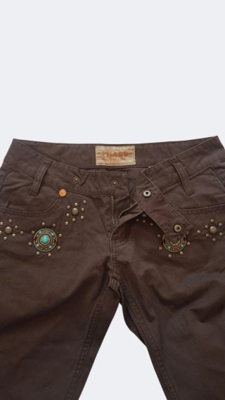 Pantaloni marrone vita bassa vintage