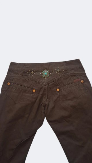 Pantaloni marrone vita bassa vintage