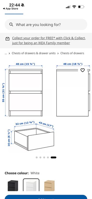 Mesita de noche IKEA Malm blanca