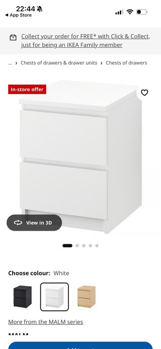 Mesita de noche IKEA Malm blanca