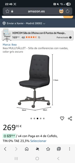 Silla de escritorio MULLFJÄLLET Ikea beige