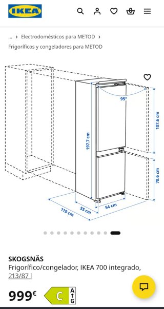 Frigorífico/Congelador IKEA SKOGSNÄS 700