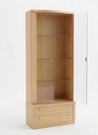 Mueble de salón de madera y cristal