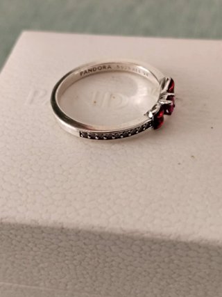 Anillo Pandora Lazo Rojo y Plata talla 54