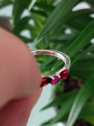 Anillo Pandora Lazo Rojo y Plata talla 54