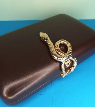 Bolso Clutch Rígido Elegante Cierre Serpiente Joya