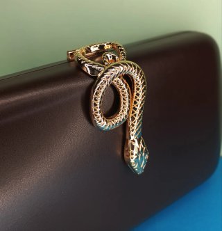 Bolso Clutch Rígido Elegante Cierre Serpiente Joya