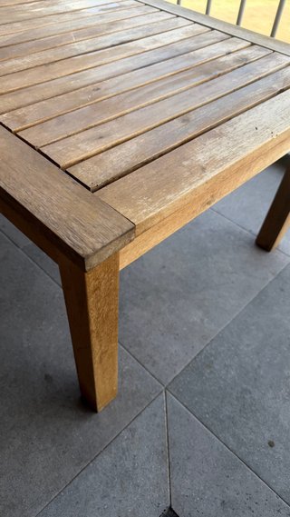 Conjunto Terraza Madera y Tela Beige