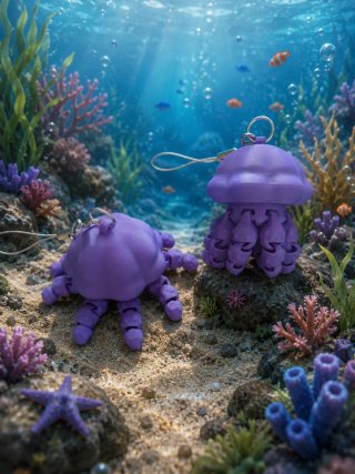 Llavero de pulpo morado 3D