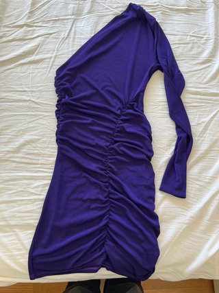 Vestido púrpura drapeado talla única
