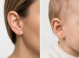 Pendientes bebé oro 18k perla