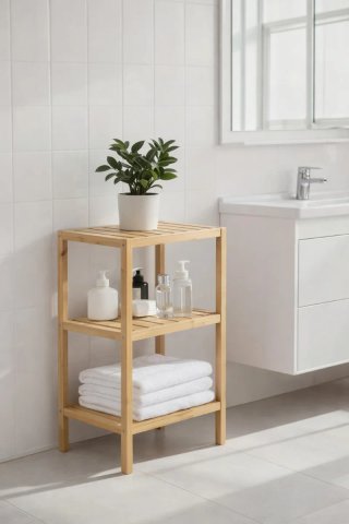 Scaffale organizer bagno legno