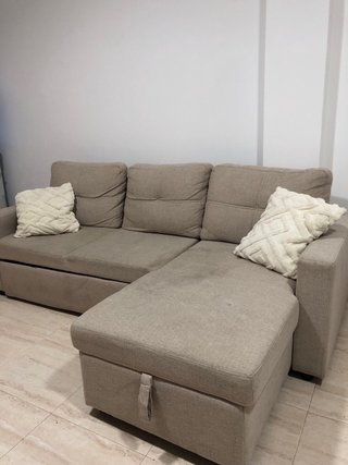 Sofá cama chaise longue beige