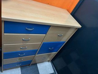 Armario juvenil madera y azul