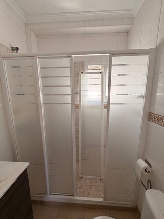 Mampara Ducha Cristal y Aluminio Blanco