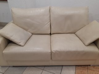 Sofá 2 plazas beige piel