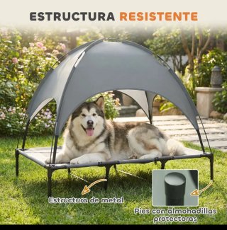 Cama elevada para mascotas con toldo