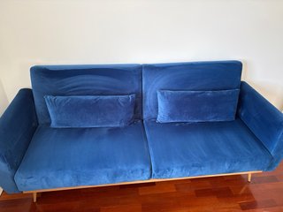 Sofá Cama Azul Terciopelo