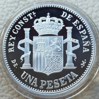 Una peseta plata 1876 Alfonso XII recreación FNMT
