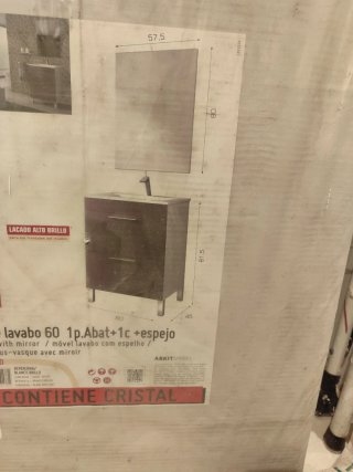 Mueble de baño bajo 60cm madera y metal