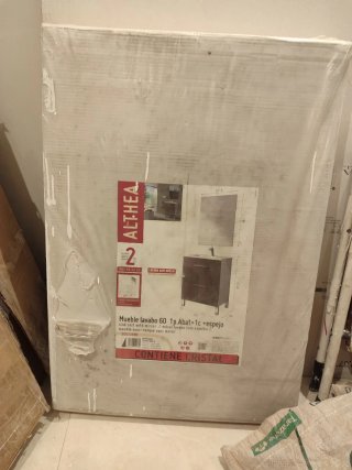 Mueble de baño bajo 60cm madera y metal