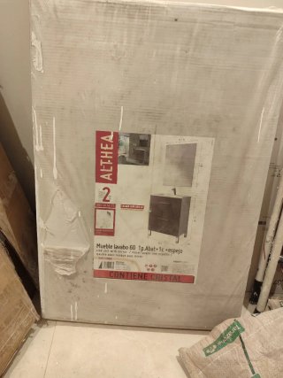 Mueble de baño bajo 60cm madera y metal