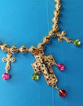Collar Trio Cruces Estilo Bizantino Multicolor