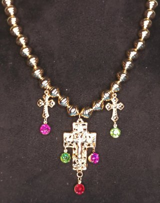 Collar Trio Cruces Estilo Bizantino Multicolor