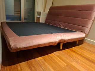 Sofá Cama Rosa/Beige Terciopelo
