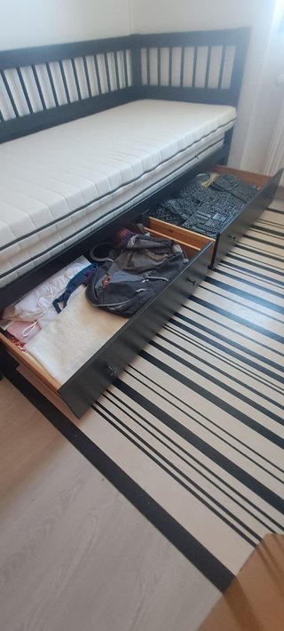 Cama Diván Ikea Negra con Cajones