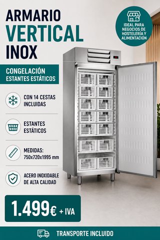 Armario Vertical Inox Congelación 600L