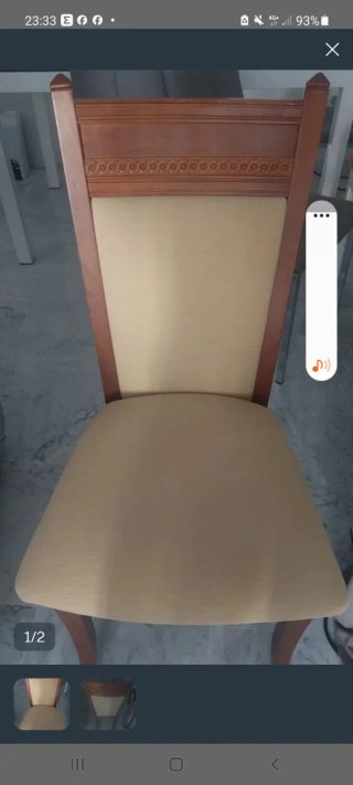 Silla de comedor de madera y tela beige