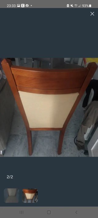 Silla de comedor de madera y tela beige