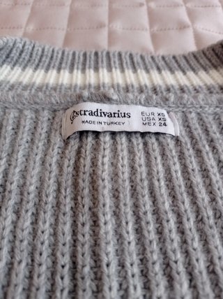 Gilet oversize college grigio e bianco taglia XS