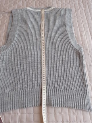 Gilet oversize college grigio e bianco taglia XS