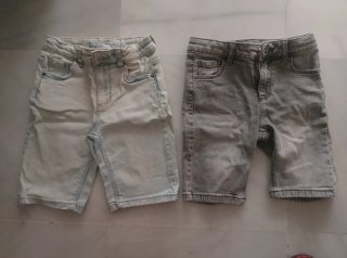 2 Vaqueros Cortos Niño Lavado Claro y Gris