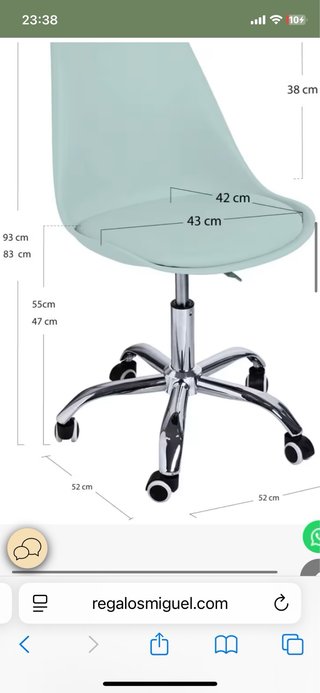 Silla de oficina/estudio gris con ruedas
