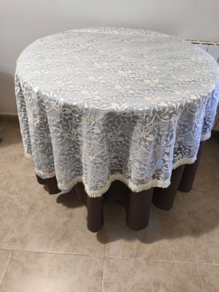 Mesa camilla redonda con brasero eléctrico