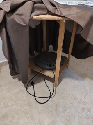 Mesa camilla redonda con brasero eléctrico