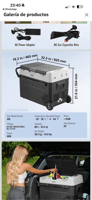 Nevera VEVOR 60L con compresor