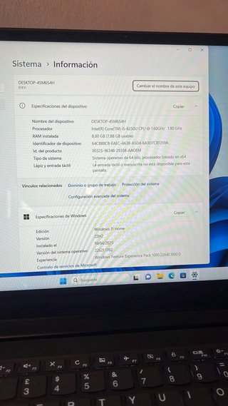 Ordenador portátil lenovo ideapad i5 8 Generación.