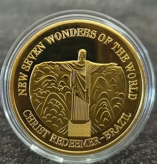 Colección 7 Monedas bañadas Oro 7 Maravillas Mundo