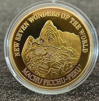 Colección 7 Monedas bañadas Oro 7 Maravillas Mundo
