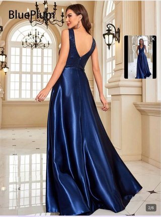 Vestido largo BluePlum azul y plateado