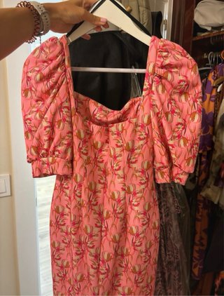 Vestido fiesta estampado floral rosa