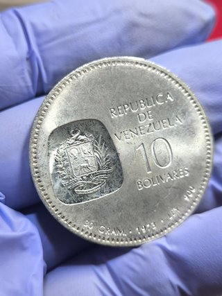 Moneda 10 Bolívares Plata Simón Bolívar 1873-1973