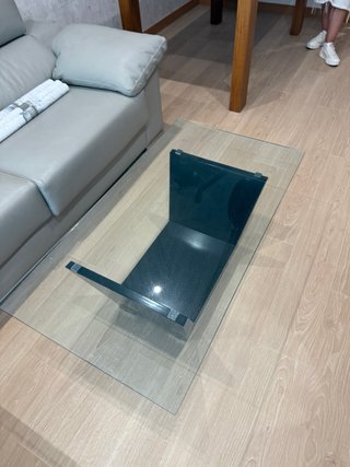 Mesa de centro cristal y metal negro