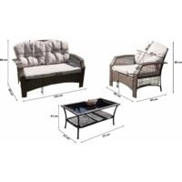 Sofa Terraza Rattan Marron + Cojin Beige
