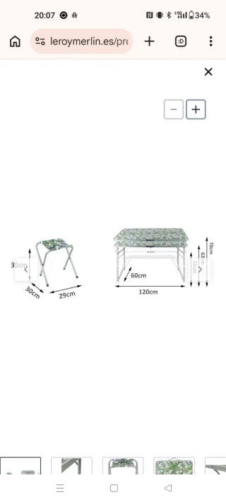 Mesa plegable 120x70x60 y 4 banquetas